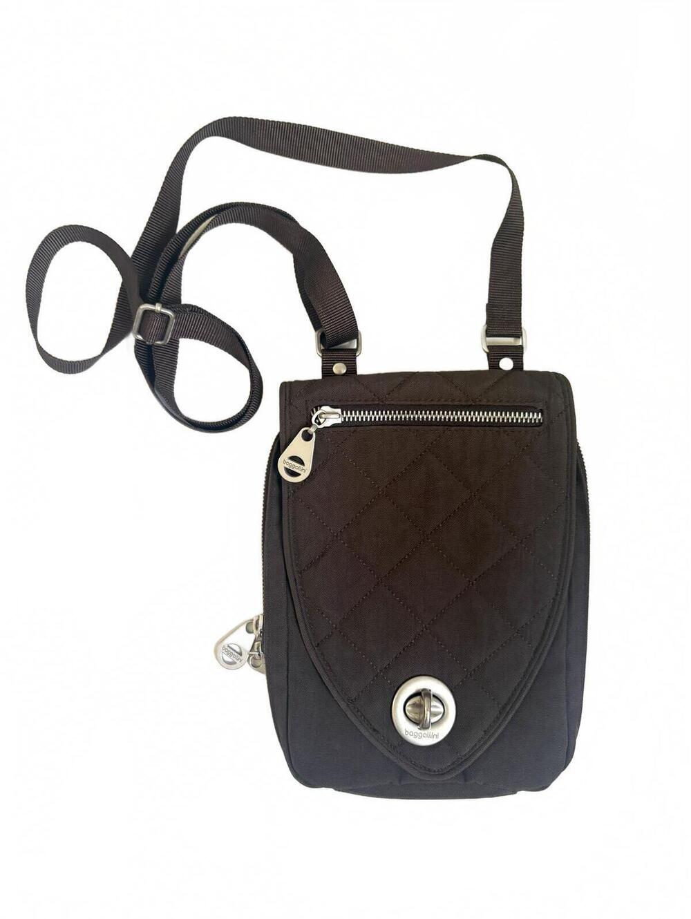 Baggallini | Small Brown Quilted Crossbody Bag Purse Twistโ Latch